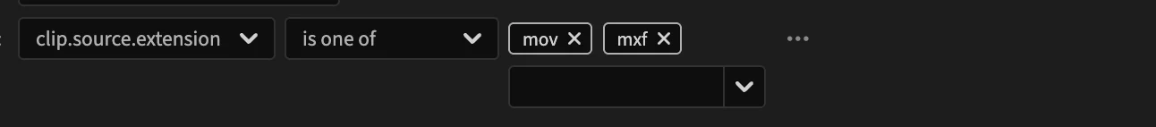 clip.source.extension is one of mov, mxf